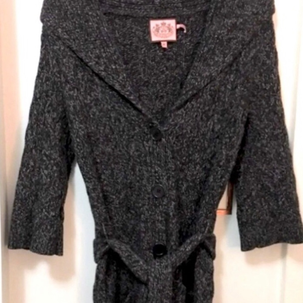Juicy Couture Wool,Cashmere,Rabbit Hair Sweater Wrap Tie Waist Wrap Coat Size M